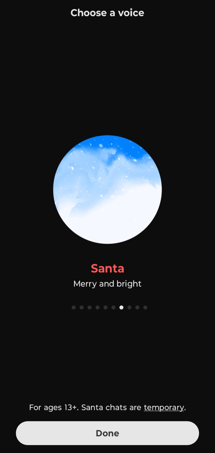 Vocea „Santa” în ChatGPT Android